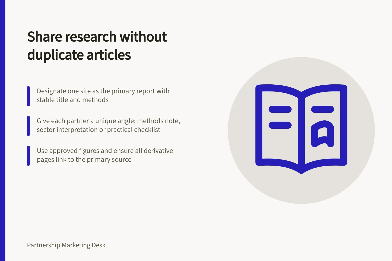 Share research without duplicate articles: Designate one site as the primary report with stable title and methods; Give each partner a unique angle: methods note, sector interpretation or practical checklist; Use approved figures and ensure all derivative pages link to the primary source